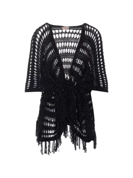 Rochie Twinset cu franjuri plasă de costum negru