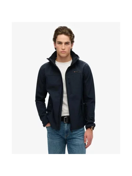 Kurtka z kapturem Superdry Soft Shell niebieska