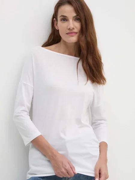 Блуза с дълги ръкави Sisley бяло