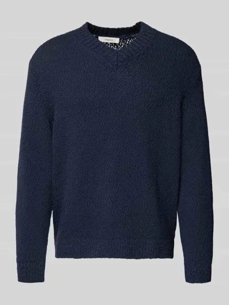 Sweter z dzianiny o kroju regular fit z czystej bawełny ekologicznej model ‘Angus’ Selected Homme granatowy