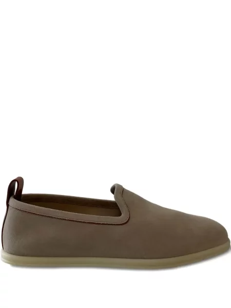 Pantofi loafer Loro Piana din piele de căprioară slip-on maro