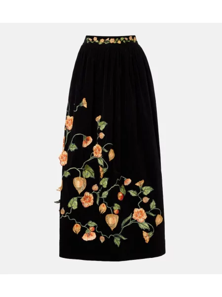 Fusta maxi Agua By Agua Bendita cu broderie negru