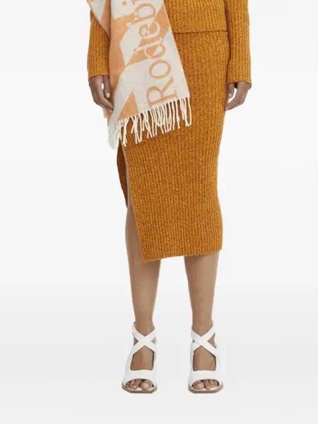 Fustă midi Rodebjer până la genunchi portocaliu