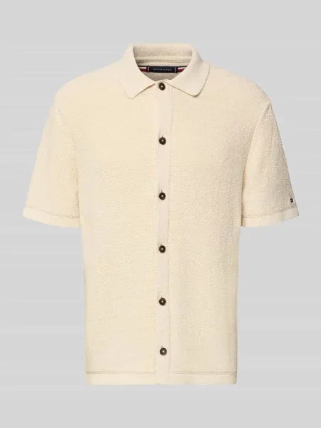 Koszula casual z mieszanki bawełny krój regular fit Tommy Hilfiger beżowa