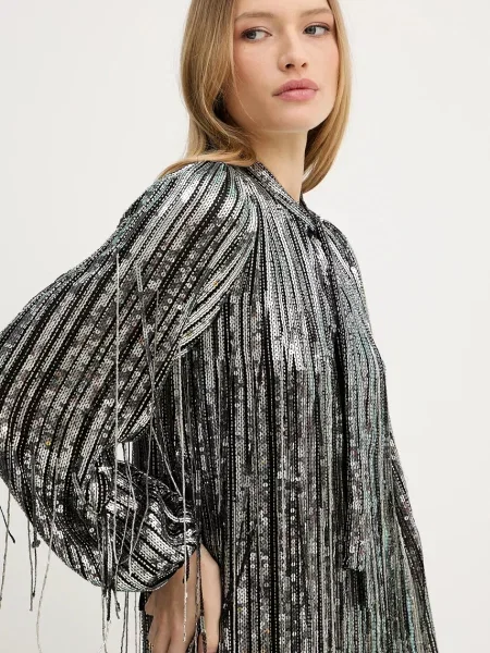 Платье мини Pinko серебряное