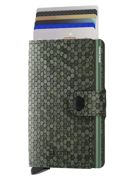 Usnjena denarnica Secrid Miniwallet Hexagon Green zelena