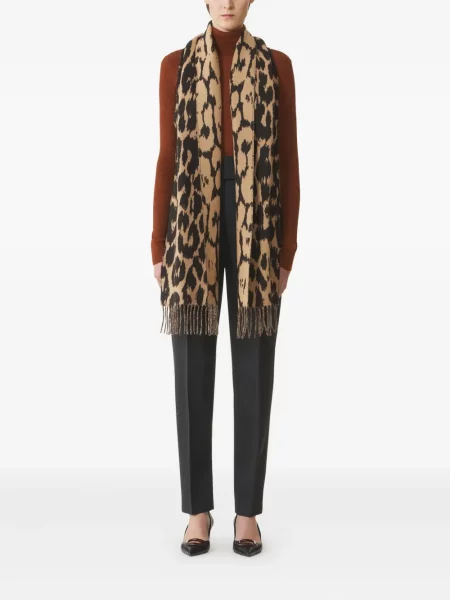Fular Lanvin cu franjuri cu model leopard