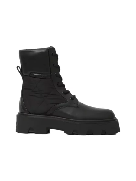Botki Moncler sznurowane skórzane czarne