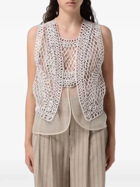 Vestă Emporio Armani tricotate asimetrică alb