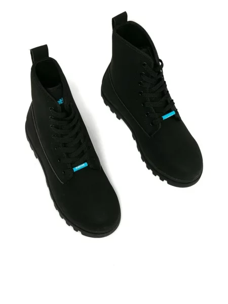 Botine Native cu șireturi din dantelă negru