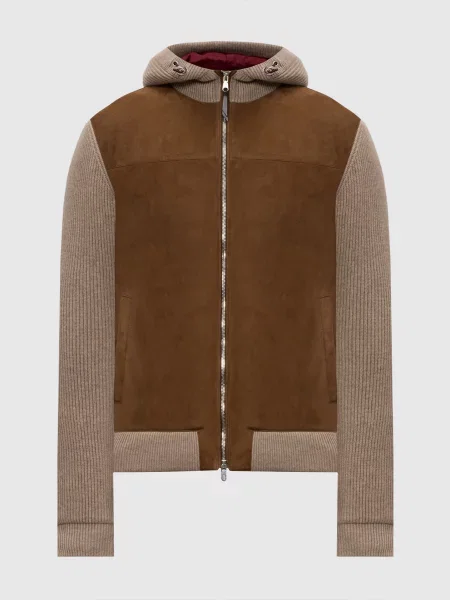 Комбінована куртка Brunello Cucinelli коричнева