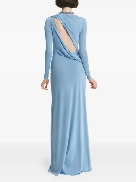 Rochie maxi 2310 Studio cu volane albastru