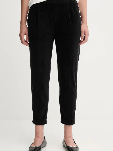 Hlače iz rebrastega žameta United Colors of Benetton črna