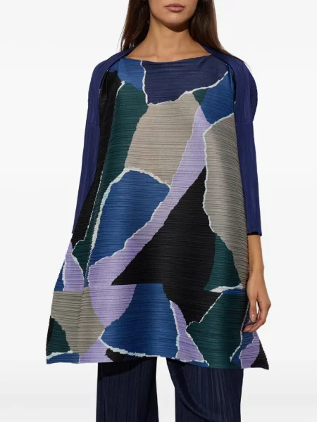 Rochie mini Pleats Please Issey Miyake cu imagine cu imprimeu abstract violet