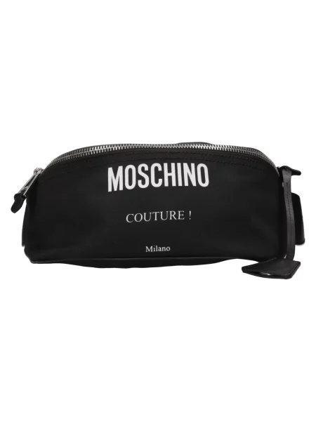 Pasek Moschino skórzany z paskiem czarny