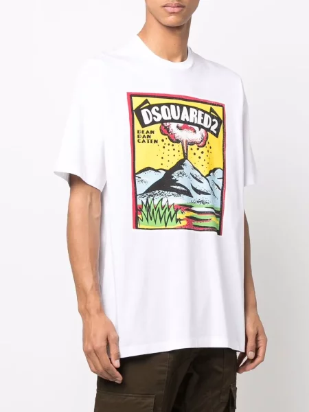 Tričko Dsquared2 s potiskem bílé