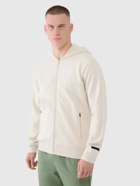 BLUZA 4F DRESOWA ROZPINANA Z KAPTUREM M BEŻOWY biała