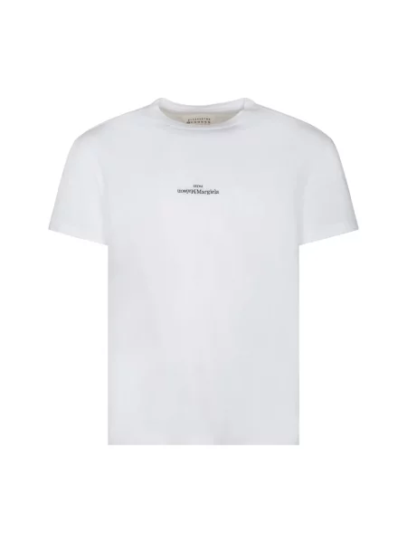 Koszulka Maison Margiela z logo z krótkim rękawem z dekoltem w kształcie litery U biała