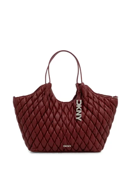 Matlasat geantă shopper Dkny din piele roșu