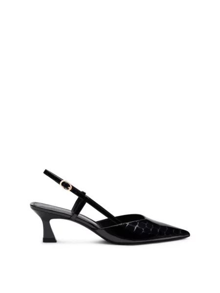 Czółenka Stuart Weitzman skórzana z otwartą piętą czarna