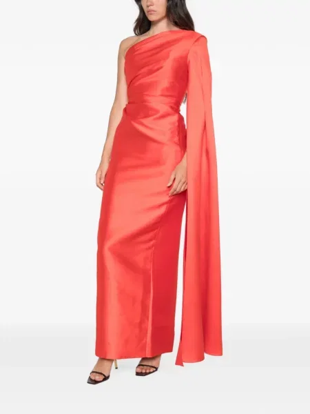 Rochie maxi Solace London cu un umăr gol roșu