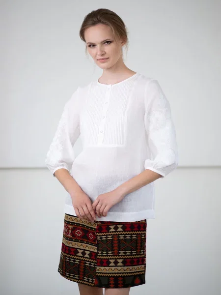Лляна Вишита сорочка Едельвіка білий