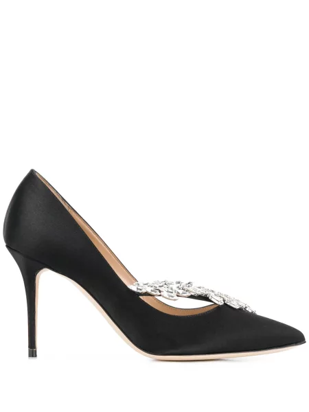 Pantofi cu toc Manolo Blahnik din satin negru