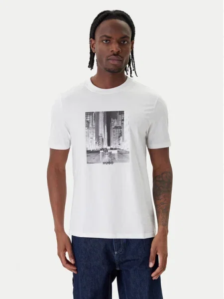 HUGO Tricou Deyss alb