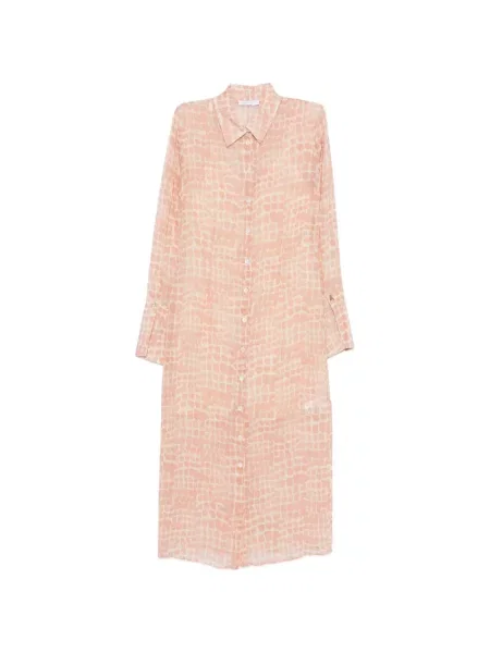 Rochie tip cămașă Patrizia Pepe cu imagine până la genunchi de costum roz