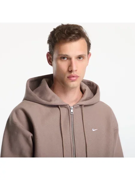 Hanorac cu glugă Nike din fleece alb