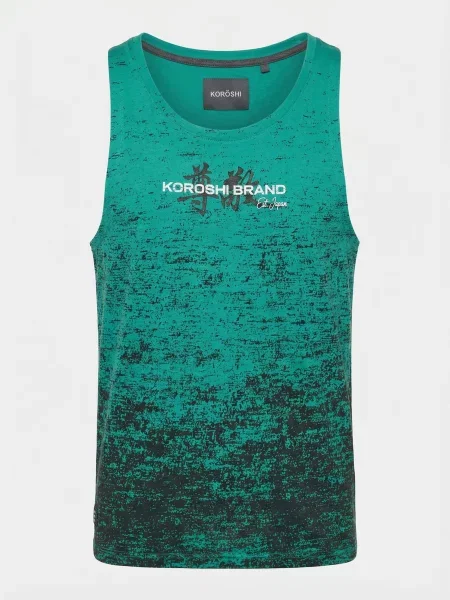KOROSHI Tricou verde jad / negru alb
