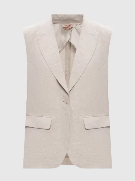 Лляний жилет Twinset сірий