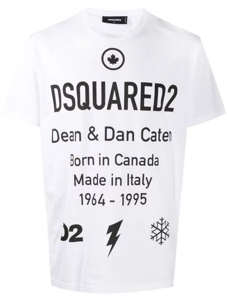 Scurt tricou Dsquared2 cu imagine alb