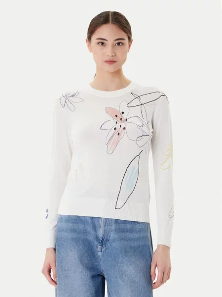 Desigual Πουλόβερ Arty λευκό