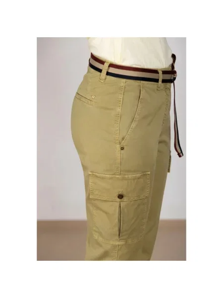 Lniane spodnie cargo Mason's zielone