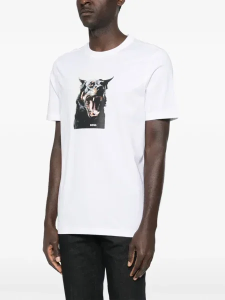 Tricou Boss cu imagine alb
