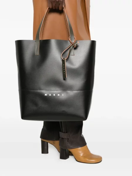 Geantă shopper Marni cu imagine negru