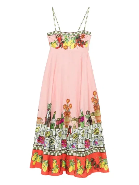 Костюм рокля Alemais на цветя с принт розово