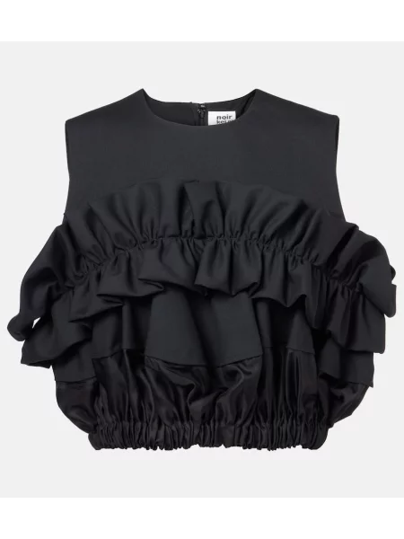 Top Noir Kei Ninomiya wełniany z falbankami czarny