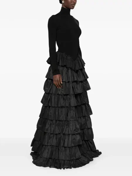 Rochie maxi Elisabetta Franchi cu volane negru