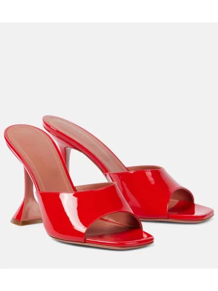 Usnjene lakirane mules Amina Muaddi rdeča