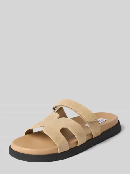 Klapki Steve Madden na rzep zamszowe beżowe