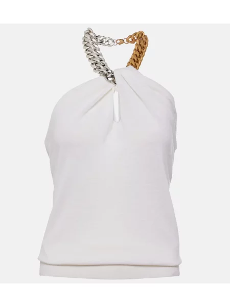 Top Stella Mccartney de lână cu gât halter alb