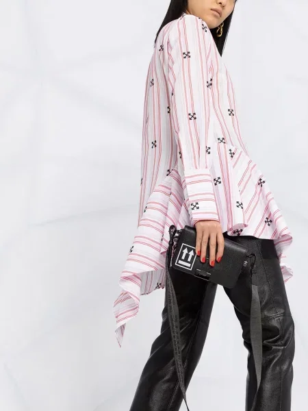 Rochie tip cămașă Off-white asimetrică alb
