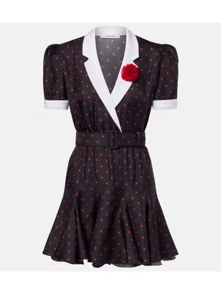 Копринена рокля Rodarte с принт черно