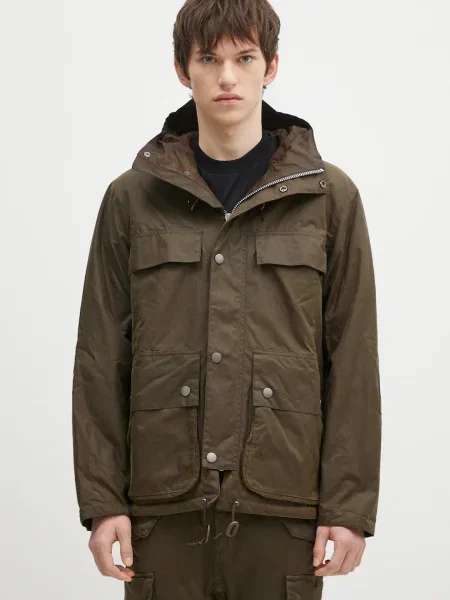 Яке Barbour Re-Engineered Durham Wax Jacket преходен модел с уголемена кройка кафяво