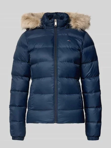 Kurtka jeansowa Tommy Jeans z kapturem z autografem niebieska