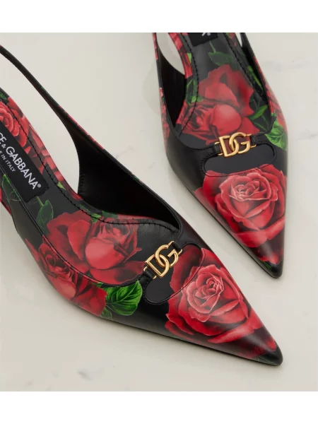 Pantofi cu toc Dolce&gabbana din piele cu model floral slingback