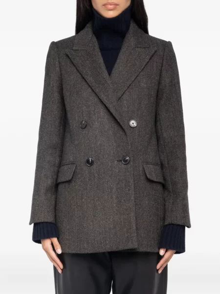 Palton Zadig&voltaire cu model herringbone maro