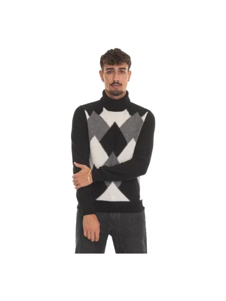 Sweter z golfem Gran Sasso z nadrukiem czarny